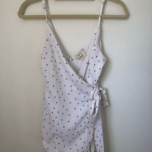 White and Black polka dots romper